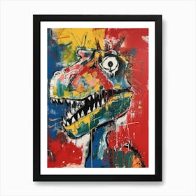 Abstract Paint Drip Graffiti Style Dinosaur Art Print