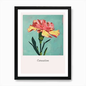 Carnation 1 Square Flower Illustration Poster Art Print