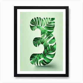 3, Number, Education Jungle Leaf I Art Print