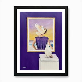 Violet And Her Two Favorite Doves Purple Wall Art Print
