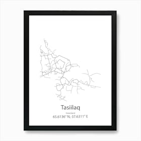 Tasiilaq,Greenland Minimalist Map Art Print