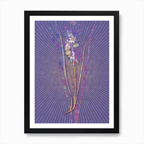 Geometric Drooping Star of Bethlehem Mosaic Botanical Art on Veri Peri n.0184 Art Print