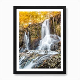 Waterfall With Yellow Trees Art Print