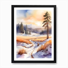 Watercolor Landscape Painting .1 Art Print