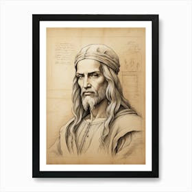 Portrait Of Leonardo Da Vinci 3 Art Print