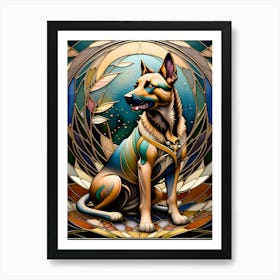 Stained Glass Dog~ Escape Clause ~ Reimagined Art Print