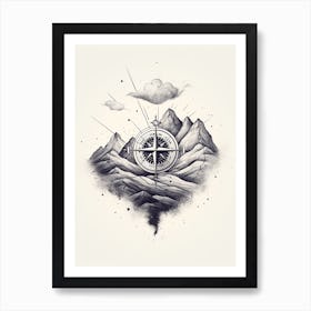 Compass Heart Illustration 3 Art Print