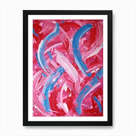 Pink And Blue Swirls Art Print