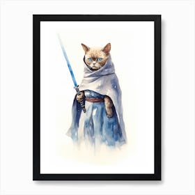 Burmese Cat As A Jedi 4 Art Print