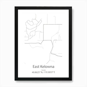 East Kelowna,Canada Minimalist Map Art Print