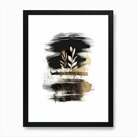 Gold And Black Abstract Painting 16 Art Print