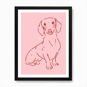 Dachshund | Sausage Dog - Pink Art Print