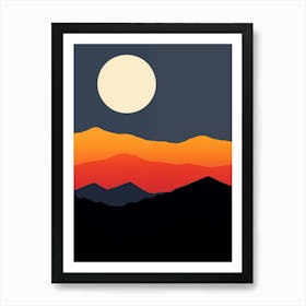 Full Moon In The Mountains Art Print