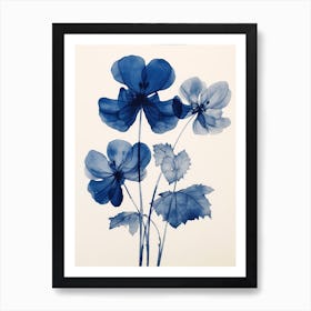 Blue Botanical Cyclamen 2 Art Print