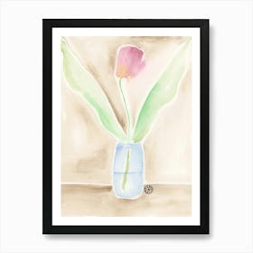 A Tulip - watercolor flower floral vertical Art Print