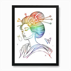 Japan Traditional Geisha Illustration By Ad 116 Art Print