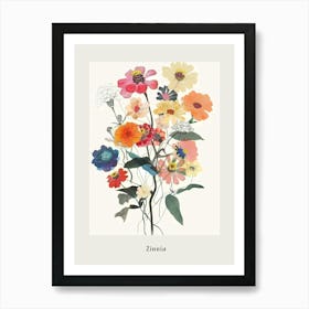 Zinnia 1 Collage Flower Bouquet Poster Art Print