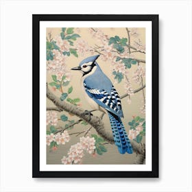 Ohara Koson Inspired Bird Painting Blue Jay 2 Art Print