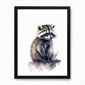 Baby Raccoon Watercolour 2 Art Print