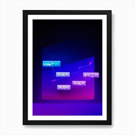 Abstract Navigation Arrows Digital Interface Design Fluid Lines Intersecting Gradient Colors Shif (3) Art Print