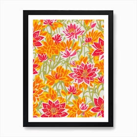 Lotus Floral Print Warm Tones1 Flower Art Print