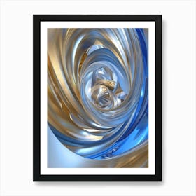 Abstract Blue And Gold Spiral Art Print