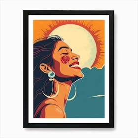 Happy Girl With Sun Art Print