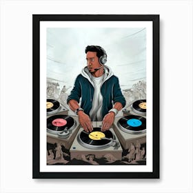 Dj with a person Art Print