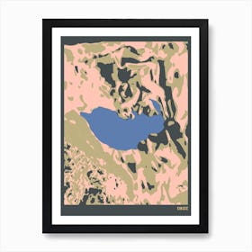 Eibsee Yew Lake Germany Hillshade Topographic Map Art Print