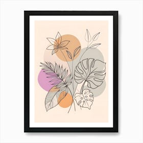 Tropical Leaves And Flowers 2 Art Print