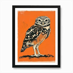 Burrowing Owl Linocut Blockprint 1 Art Print