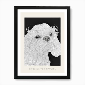English Toy Spaniel Dog Line Sketch 2 Poster Art Print