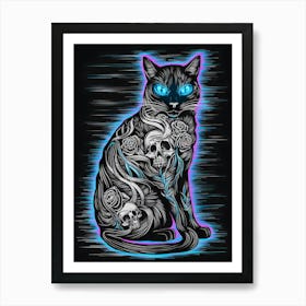 Black Cat With Blue Eyes Art Print