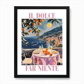 Il Dolce Far Niente Sicily Italy Night Dinner Watercolour Art Print