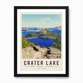 Crater Lake Minimalist Travel Poster Art Print