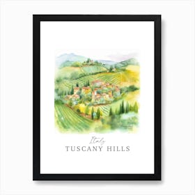 Italy Tuscany Hills Storybook 8 Travel Poster Watercolour Art Print