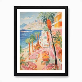 Positano, Amalfi Coast   Italy Beach Club Lido Watercolour 2 Art Print