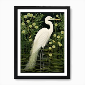 Ohara Koson Inspired Bird Painting Egret 1 Art Print