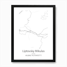 Liptovsky Mikulas,Slovakia Minimalist Map Art Print