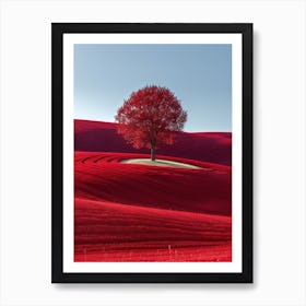 Tree In A Red Field 1 Art Print