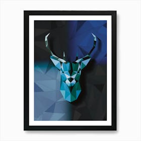 Polygonal Deer Head,geometrical animal art Art Print