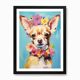 Chihuahua Portrait With A Flower Crown, Matisse Painting Style 4 Art Print