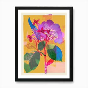 Hydrangea 1 Neon Flower Collage Art Print