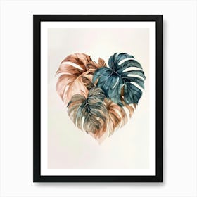 Heart Shaped Tropical Leaves Art Print