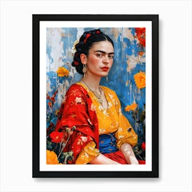 Frida painting portrait Art Print