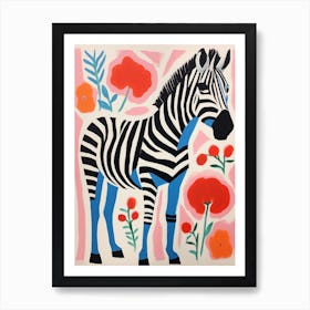 Colourful Kids Animal Art Zebra 6 Art Print