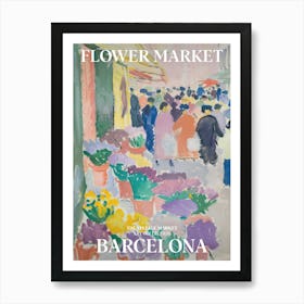 Vintage Flower Market Painting Barcelona 4 Art Print