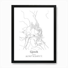 Gjovik,Norway Minimalist Map Art Print