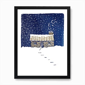 Snowy Bothy Art Print