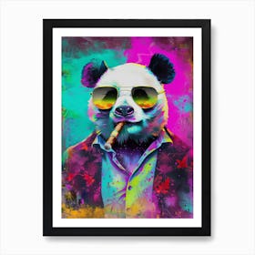 Animal Party: Crumpled Cute Critters with Cocktails and Cigars Panda Bear Smoking Art Print